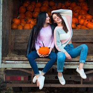 Pumpkin Enzyme Facial Girls with Pumpkins